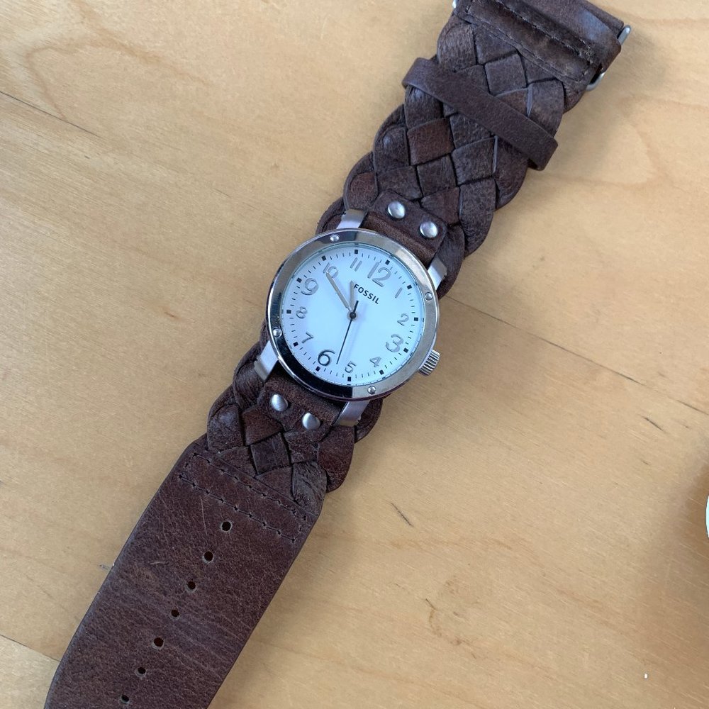 Fossil Braided Leather Watch